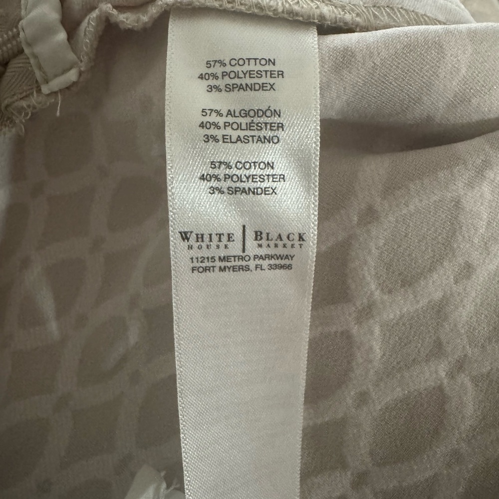 WHBM Ecru Cream Printed Jacquard Slim Ankle Pants 4P $84 NWT - Picture 7 of 10